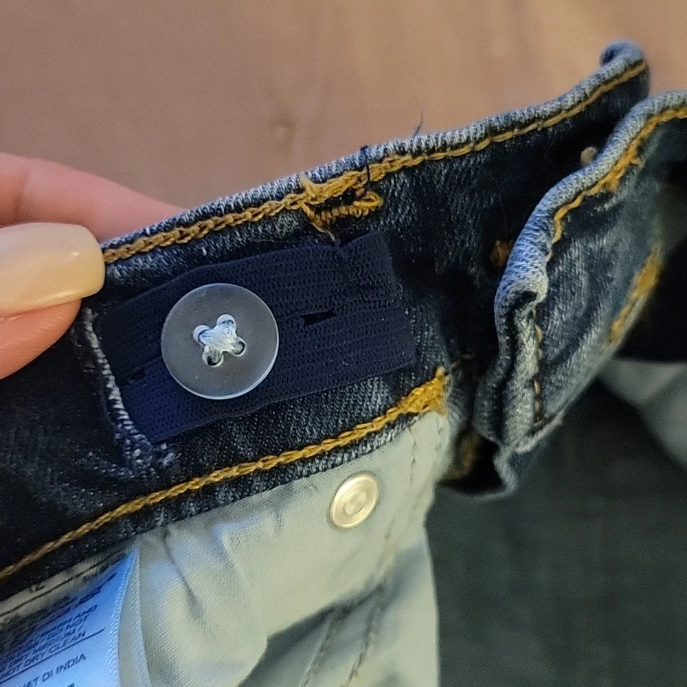 Adjustable Waist Distressed Jeans